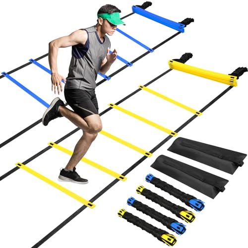 Agility Ladder 20 Feet Adjustable Rungs Speed Training Exercise Ladders with Carry Bag for Kids and Adults Soccer Football Boxing Footwork Sports Speed Agility Training