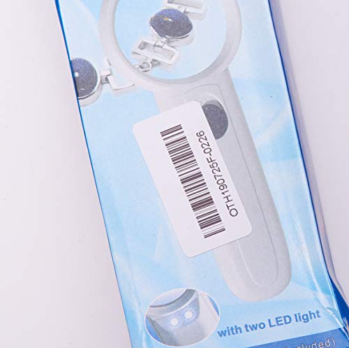 Othmro 1Pcs 5X Magnifying Glass with Light, Diameter 1.97inch LED Illuminated Handheld Magnifier, Round Read Loupe with Handle for Reading Jewelry Stamps Watches Repair White - color: A 5x 50mm