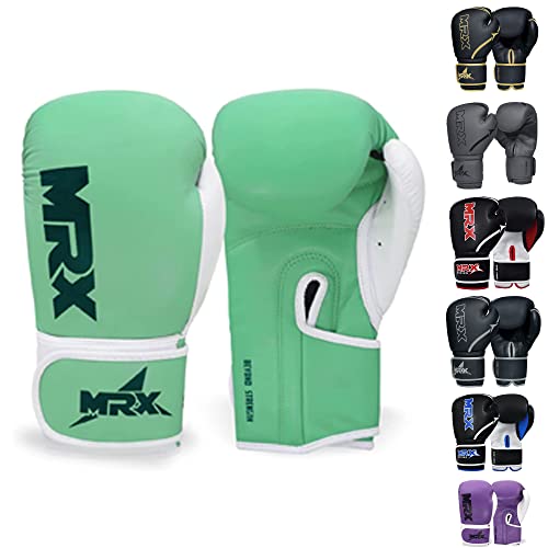 MRX Boxing Gloves Fighting Training Combat Train Workout Sparring Grappling Durable Light Weight Adult Punch Bag Glove Muay Thai Punching Mitts Kickboxing MMA Gloves Men and Women - color: Sea Green, size: 10 OZ
