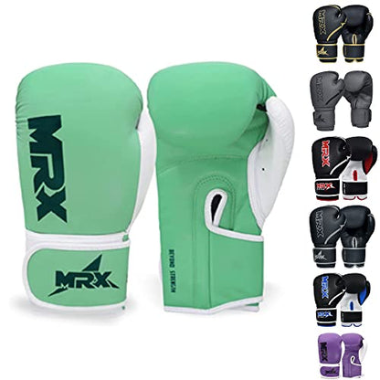 MRX Boxing Gloves Fighting Training Combat Train Workout Sparring Grappling Durable Light Weight Adult Punch Bag Glove Muay Thai Punching Mitts Kickboxing MMA Gloves Men and Women - color: Sea Green, size: 10 OZ