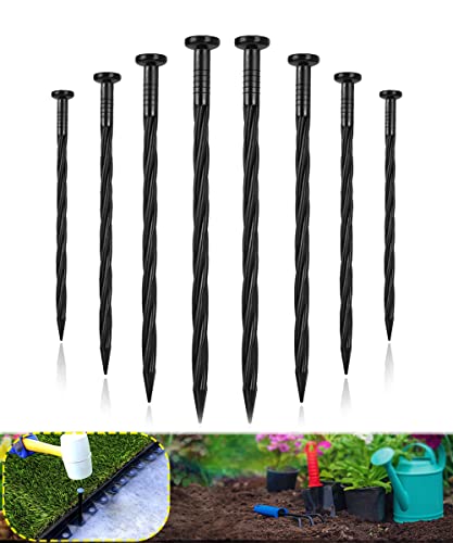100-Pack-8 Inch Plastic Landscape Stakes, Spiral Nylon Landscape Anchoring Spikes，Edging Spikes for Paver Edging, Weed Barrier, Artificial Turf & More - size: 100-pack
