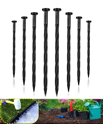 100-Pack-8 Inch Plastic Landscape Stakes, Spiral Nylon Landscape Anchoring Spikes，Edging Spikes for Paver Edging, Weed Barrier, Artificial Turf & More - size: 100-pack