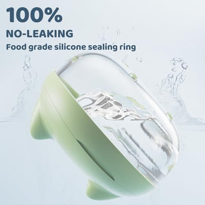 Retainer Case Denture Bath Case Basket Mirror Leak-proof Green Cat - color: Green Cat