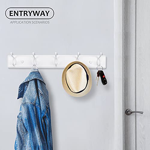 Badiano Heavy Duty Wooden Coat Rack, Wall-Mounted Organizer, 24 Inch, White - color: White, size: 5 Hooks