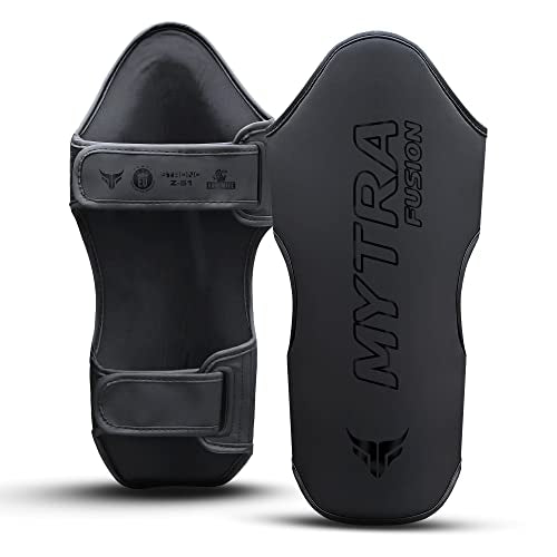 Mytra Fusion Shin Guards Artificial Leather MMA Shin Guards Muay Thai, Training, Sparring, Kickboxing, Martial Arts Shin Guards - size: Small