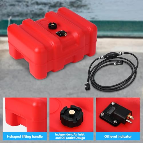 15 Gallon Portable Marine Can, Large Capacity Boat Tank, 2-Way Vented Cap, Built-in Gauge & Pick-Up, Handles, for Outboard Engine Boats,Yacht, Fishing,Deck Boats