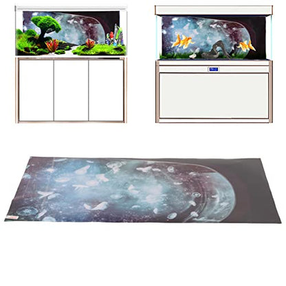 Aquarium Background PVC 3D Fish Tank Decoration, Self Adhesive Sticker with Realistic Pattern, Durable Non Background for Freshwater Saltwater Tanks (61 * 41CM) - size: 61*41CM