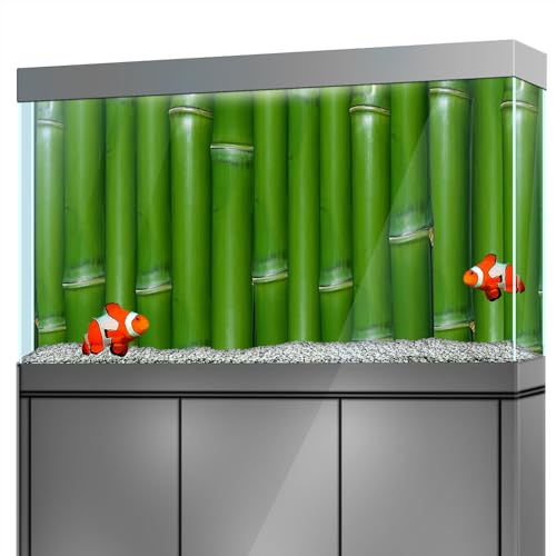 Aquarium Background Stickers - Bamboo Green Nodes Self-Adhesive Fish Tank Reptile Terrarium Decor Poster (45 x 30 cm / (17.7 x 11.8 inches)) - size: 45 x 30 cm / (17.7 x 11.8 inches)