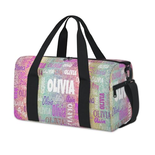 Personalized Gym Dance Ballet Bag Small, Colorful Rainbow Glitter - color: Pink Blue Colorful