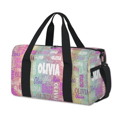 Personalized Gym Dance Ballet Bag Small, Colorful Rainbow Glitter - color: Pink Blue Colorful