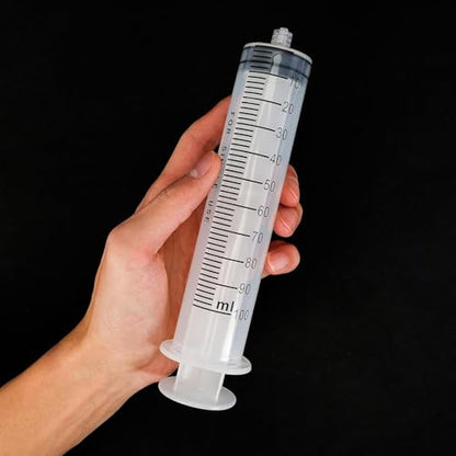 2pcs 100ml Large Plastic Syringe with 2pcs 47in Handy Plastic Tubing and Luer Connections for Scientific Labs, Measuring, Watering, Refilling, Filtration, Feeding