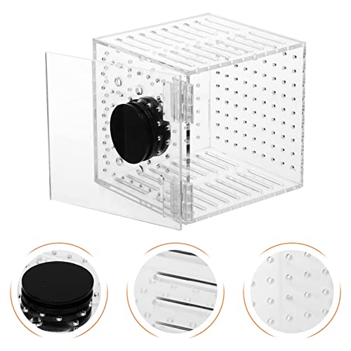 1Pc Aquarium Fish Box, Acrylic Fish Tank Breeding Box Juvenile Spawning Hatchery Incubator with Magnet for Shrimp Clown Guppy, 10.7x10.7x10.7cm