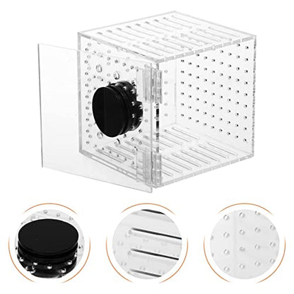 1Pc Aquarium Fish Box, Acrylic Fish Tank Breeding Box Juvenile Spawning Hatchery Incubator with Magnet for Shrimp Clown Guppy, 10.7x10.7x10.7cm