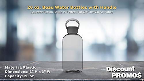 DISCOUNT PROMOS 10 Beau Water Bottles with Handle Set, 20 oz. - Flexi-Grip, Plastic, Drinkware - Smoke - color: - Blank - Smoke, size: 10 bottles