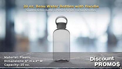 DISCOUNT PROMOS 10 Beau Water Bottles with Handle Set, 20 oz. - Flexi-Grip, Plastic, Drinkware - Smoke - color: - Blank - Smoke, size: 10 bottles
