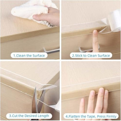 2Pack Clear Edge Protector Strip,1.18in x 16.4FT(32.8FT Total),Sharp Edge Wrap Cover Tape,Self Adhesive Protective Bumper Guards for Cabinet Door Desk Table Furniture,Kitchen Countertop,Waterproof - size: 2Pack x 1.18in x 16.4FT(32.8FT Total)