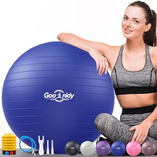 Soft Exercise Ball, Yoga Pregnancy Ball Chair, Pilates Equipment with Pump - color: Blue, size: L(23-26inch/58-65cm)