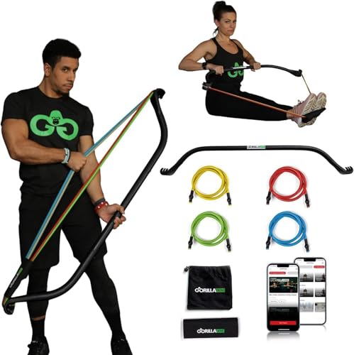 Original All-in-One Portable Home Gym System, Professional-Grade Resistance Band Bar for Strength Training, HIIT & Full Body Workouts, Resistance training system for Home, Travel & Outdoor - color: Black, size: 110 lbs