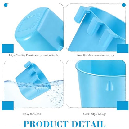 Sumind 60 Pcs Cage Cups Chicken Feeder Birds Hanging Feeders Seed Bowl 8 oz Plastic Water Bowl Hanging Chicken Gamefowl Waterer Feeding Watering Dish Coop Cups for Parrot Parakeet Poultry (Light Blue)