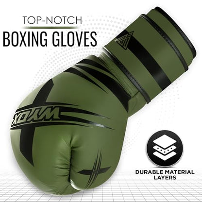 Wyox Adult Boxing Gloves – Sparring Gloves for Kickboxing, Muay Thai, MMA, Punching Bag, Focus Pads, Thai Pad & Double End Bag - color: Green, size: 12 oz