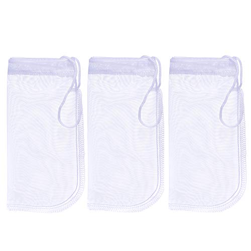 Media Filter Bag Aquarium Extra Fine,Reusable 180 Micron Drawstring Mesh Filter Bags for Very Fine Resins Filter (7.5"*3.6" (3 Pack))
