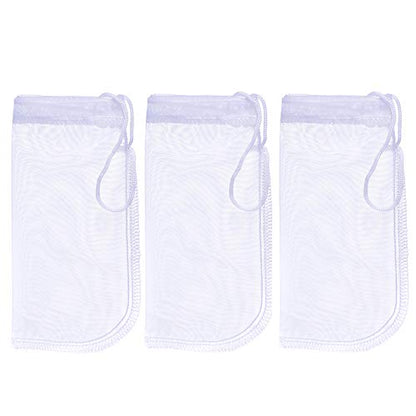Media Filter Bag Aquarium Extra Fine,Reusable 180 Micron Drawstring Mesh Filter Bags for Very Fine Resins Filter (7.5"*3.6" (3 Pack))