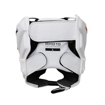 RIVAL Boxing RHG10 Intelli-Shock Headgear, D3O Front and Side Padding, Hook and Loop Back Adjustment with Lace on Top, and Anatomical Rear Head Pad Every Time - color: White, size: X-Large