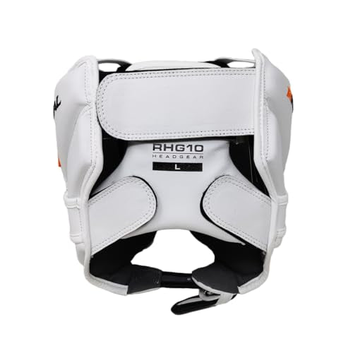 RIVAL Boxing RHG10 Intelli-Shock Headgear, D3O Front and Side Padding, Hook and Loop Back Adjustment with Lace on Top, and Anatomical Rear Head Pad Every Time - color: White, size: X-Large