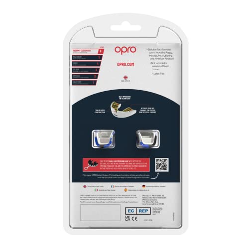 OPRO Instant Custom Fit Moldable Mouth Guard, Dentist Level, Adults & Kids - color: Blue Camo - Black/Blue/Silver, size: Adult (10+)