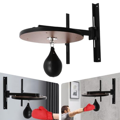 Heavy Duty Adjustable Speed Bag Platform, Wall Mount Speed Bag Kit with 360° Swivel & PU Punching Ball, Steel Wood Boxing Training Equipment for Home Gym Adult Fitness
