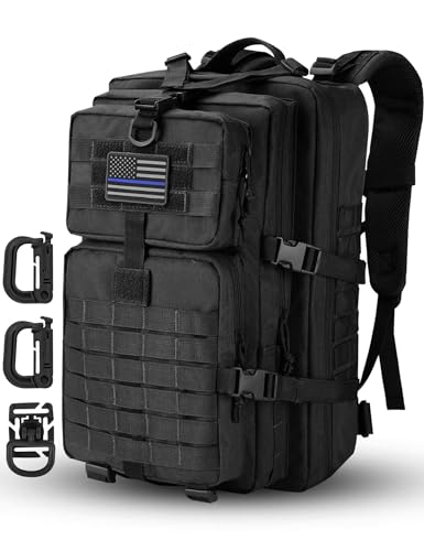 Hannibal Tactical MOLLE Assault Backpack, Tactical Backpack Military Army Camping Rucksack - color: Black