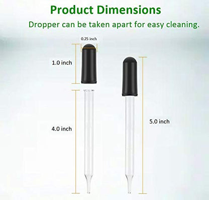 4 Inch Straight Tip Glass Dropper (1ml), with Black Suction Bulb, Medicine Eye Droppers for Essential Oils, Science Laboratory Medicine Art Liquid Plant Nutrients (6 Pack)