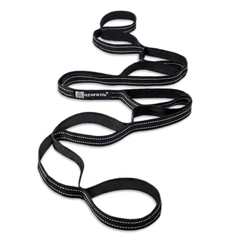 A AZURELIFE Premium Durable Stretch Straps with Loops, Stretching Strap for Physical Therapy, Multi-Loop Yoga Strap Fitness Exercise Strap for Yoga, Pilates, Dance, Flexibility&Exercise - color: #1-Black