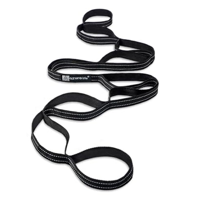 A AZURELIFE Premium Durable Stretch Straps with Loops, Stretching Strap for Physical Therapy, Multi-Loop Yoga Strap Fitness Exercise Strap for Yoga, Pilates, Dance, Flexibility&Exercise - color: #1-Black