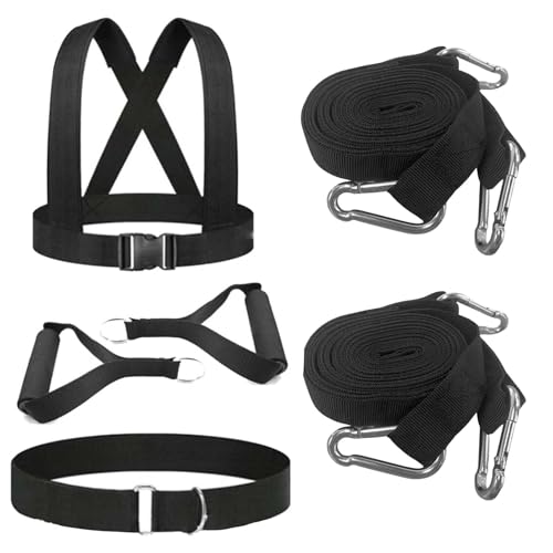 Sled Harness for Pulling, Adjustable Shoulder Belt with 2 Ropes
