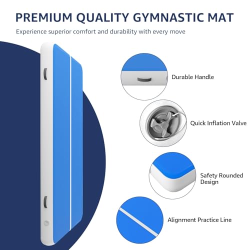 20FT Inflatable Tumbling Mat, 8 Inches Thickness Gymnastics Air Floor Track with Electric Pump, 6.6FT Extra Wide Training Mat for Home, Gym, Yoga, Cheerleading, Water Use