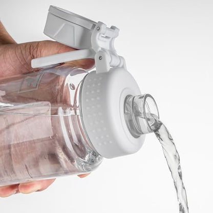 Fanhaw 32 oz Clear BPA-Free Tritan Water Bottle with Fast-Flow Spout Lid, BPA-Free & Leak-Proof Wide-Mouth Reusable Bottle for Gym, School & Office, Back to School Essentials (Clear&White) - color: Clear&White, style: 1 Pack