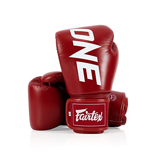 Fairtex BGV1 ONE Boxing Gloves, Leather Muay Thai MMA Kickboxing Training - color: Red, size: 16 oz
