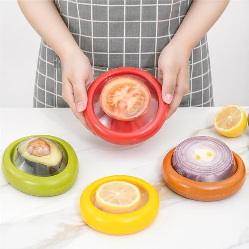 Set of 4 Reusable Fruit & Veggie Saver Boxes, Washable Fresh Produce Storage Containers for Avocados, Tomatoes, Apples, Garlic, Onions & Vegetables