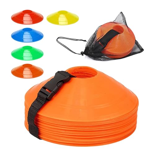 Nylon Buckle Straps, Football Cones Disc Cones Soccer Agility Cones Sports Training Cones Multicolor Field Marker Plastic Cones with Holder