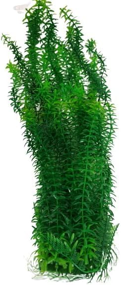 Jumbo Extra Large Tall Plastic Thin Leaf Seaweed Aquarium Plant 50-52cm (19-20 Inch) Tall, Green Bushy Plant with Weighted Base, Fish Tank or Pond Decoration Ornament