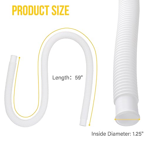 Pool Hoses for Above Ground Pool, 2 PACK 1.25 Inch Pool Filter Hose Accessory Bump Replacement Hose 59 Inch Long with 2 Holders and 4 Clamps