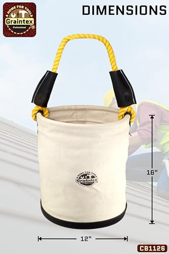 Graintex Utility Canvas Bucket Plastic Bottom 12” x 16” Heavy Duty Canvas - size: 16-Inch deep and 12-Inch diameter