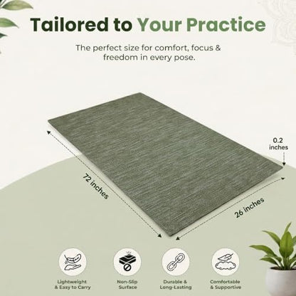 LFH Home Handmade Cotton Yoga Mat Cotton Rug picnic mat For Exercise, Workout, Fitness - Perfect Heavy Quality Eco Friendly Natural Cotton Woven Reversible Yoga Mats for Men & Women - 72x26 Inch. - color: Army Green