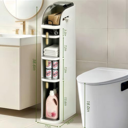 Slim Bathroom Storage Cabinet,Waterproof Narrow Bathroom Drawers,Suitable for Small Spaces,Ideal for Bathrooms, Living Rooms,Toilet,Kitchen or Bedrooms (4-Tiers)