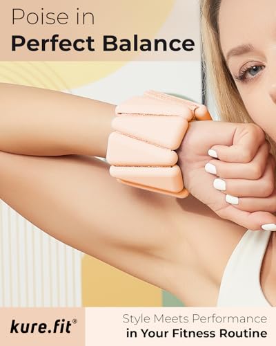 Pilates Wrist & Ankle Weights | Adjustable Weighted Bangles | 1LB/2LB Each - color: Sand, size: 1 LB