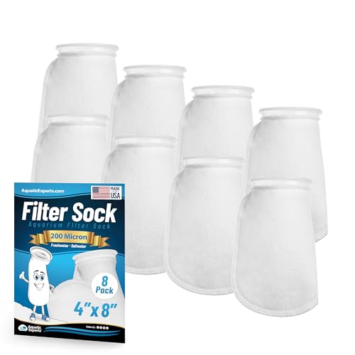 Aquatic Experts Felt Filter Socks – 4 Inch Ring Style, 200 Micron Aquarium Filter Sock for Sumps & Aquariums (4" x 8", 8 Pack) - size: 8 pack
