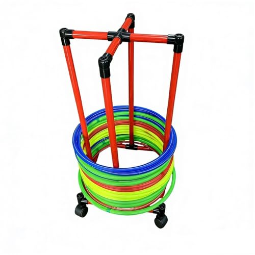 Simple PVC Hula Hoop Holder with Wheels, Outdoor Hoop Stand, Space-Saving Equipment Holder for Home, Gym, No Hula Hoop - color: 13.8in