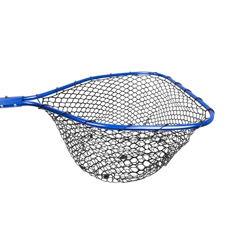 UMT Telescopic Fishing Landing Net (3.6–5 ft) — 17" x 19" Large Hoop, 10" Deep Silicone Rubber Mesh, Tight Handle Fit, for Freshwater & Saltwater, Blue