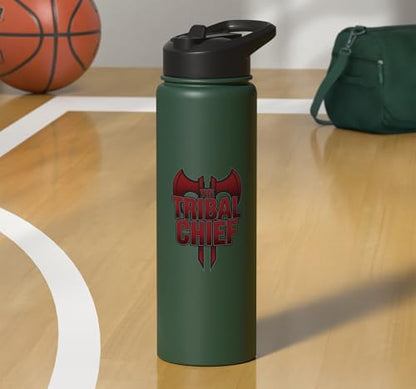 The Tribal Chief Combat Sports Funny Mma Wrestling Stainless Steel Insulated Water Bottle - color: Dark Green